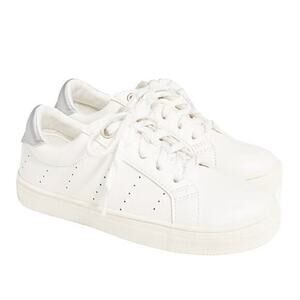 J.Crew Factory Girls' lace-up sneakers White Lavender BW251 size K5 NWT